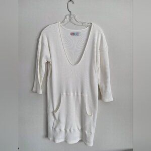 FREE PEOPLE Beach | Astr Long Sleeve Dress in Ecru Cover Up Midi  Sz L